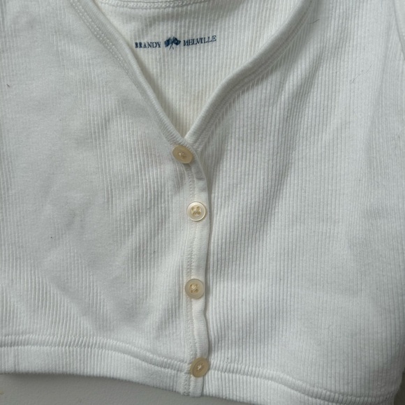 White Ribbed Button-Front Tank Top - Picture 4 of 4